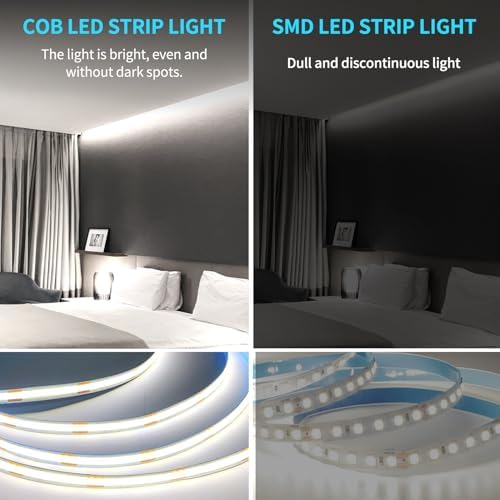 100FT COB LED Strip Lights White Dimmable DC 24V 6000K