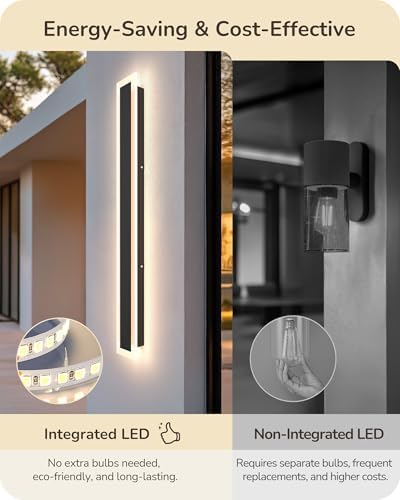EDISHINE Outdoor Wall Light, Upgraded 2 Pack 39.4" LED Linear Modern Sconce
