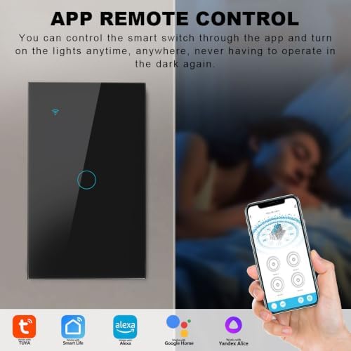Smart Switch 1 Gang, Neutral Wire Required, 2.4GHz Wi-Fi Light Switch Compatible with Alexa and Google Home, UL Certified