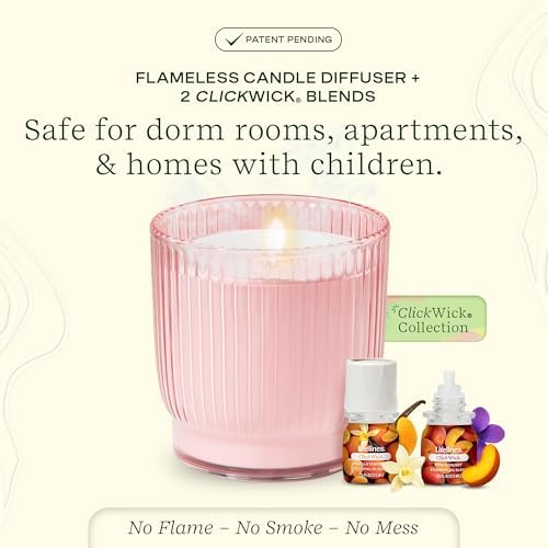 Lifelines Flameless Candle Diffuser with 2 Clickwick Essential Oil Blends