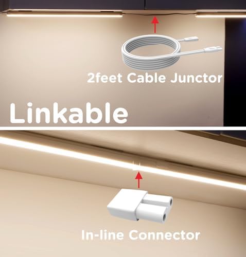 Under Cabinet Lighting Plug in AC120V 3CCT 3000/4000/5000K,Super Bright,Linkable Under Counter Lights for Kitchen,Ultra Slim LED Cabinet Light for Closet,Shelf,Sink,ETL Listed(12inch,White,1Pack)