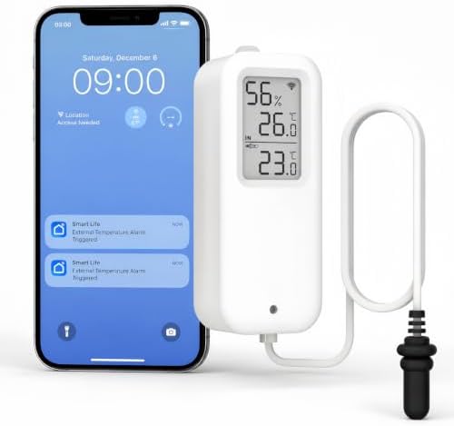 DAYTECH WiFi Freezer Alarm Thermometer, 1 Pack with App Alerts