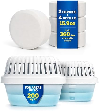 HUMYDRY Moisture Absorber Dehumidifier 15.9oz, 2 Devices with 4 Refills