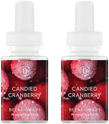 Pura & Becki Owens Home Scent Refill - Smart Home Air Diffuser Fragrance - Long-Lasting Premium Fragrance per Refill - Household Essential - Clean Diffuser Fragrance - 2 Pack, Candied Cranberry