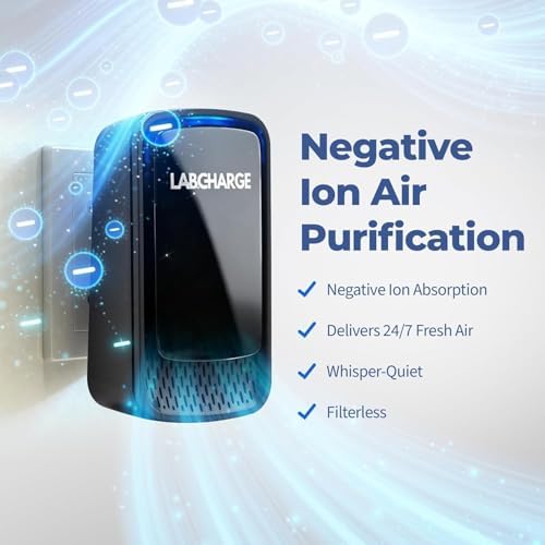 Lab Charge Air Ionizer for Home, Plug-In Filterless Negative Ion Air Purifier, Quiet Air Freshener for Bedroom, Office, Kitchen, Mini Air Cleaner for Odor, Smoke, Dust Mites & Pet Dander (8)