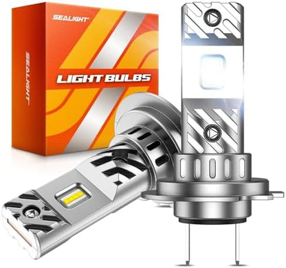 SEALIGHT H7 LED Light, 6500K Super Bright H7 LED Bulb 80,000LM with 15000RPM Cooling Fan, 60000+ Ultra-long Life Plug-N-Play, Pack of 2