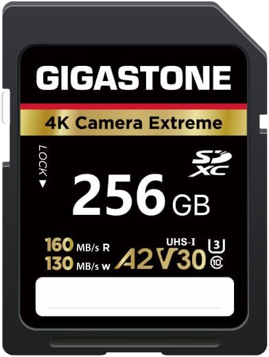 【5-Years Data Recovery】 GIGASTONE 256GB SD Card, 4K Camera Extreme, A2 V30 U3 C10 SDXC Memory Card High Speed, Compatible with Canon Kodak Olympus Digital Camera