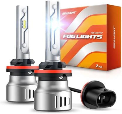 SEALIGHT 880/893 LED Fog Light Bulbs, 12000LM 6500K White-2 Pack, for SUV