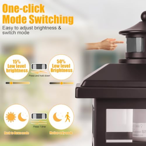 16” Motion Sensor Modern Exterior Light Bronze Outside Porch Lights