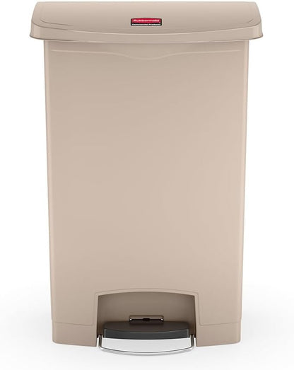 Rubbermaid Commercial Products Streamline Plastic Front Step On Trash Can, 24 Gallon, Beige, Hands-Free Garbage Can for Medical Waste in Hospitals/Lab/Emergency/Patient Rooms