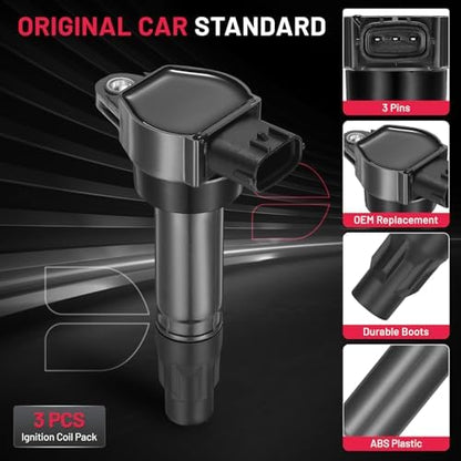 BDFHYK Ignition Coil Packs Compatible with Smart Fortwo l3 1.0L 2008 2009 2010 2011 2012 2013 2014 2015 Coil for UF681 36-8276 GN10674 ICA64178 ICA64270 Set of 3