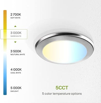 ASD 12 Pack Nickel LED Disk Lights 6 Inch, 5CCT Flush Mount Ceiling Light
