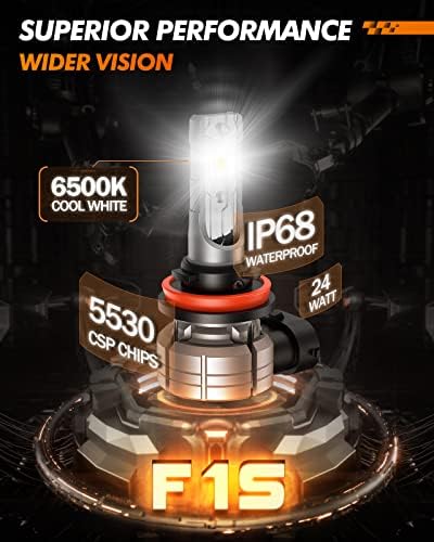 SEALIGHT H11 H8 LED Fog Light Bulb, 14000LM 24W Strong Penetration H8 H16 H11 LED Fog Lights, 6500k Cool White 5530 CSP Chips, IP68 Waterproof Plug and Play, Pack of 2