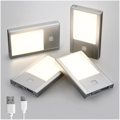 V4light Rechargeable Motion Sensor Night Light, 4-Pack Grey, 3000K