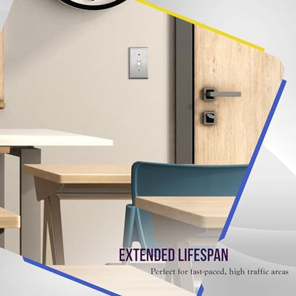 ENERLITES Toggle Light Switch Stainless Steel Wall Plate, Metal Plate Corrosive Resistant Cover for Rotary Dimmers Lights, Size 1-Gang 4.50"x 2.76", 7711, 430 Stainless Steel, UL Listed, Silver