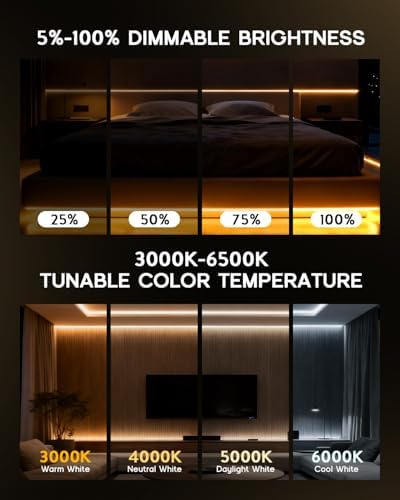 LED Strip Lights 32.8ft 110-120V,Dimmable Silicone Neon Rope Lights,Flexible Outdoor Waterproof Neon Strip Lights for Mirror,Kitchen,Cabinet,DIY Lighting