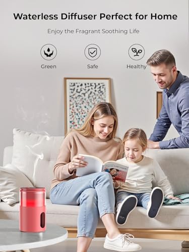 Waterless Essential Oil Diffuser: 𝟗-𝐂𝐨𝐥𝐨𝐫 𝐋𝐄𝐃 Bright Red