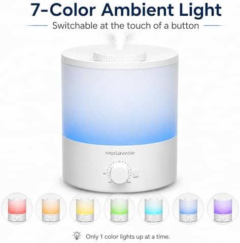 MegaWise Ultrasonic Cool Mist Humidifier SK7620-1.5L Capacity, Whisper-Quiet Operation, Adjustable Mist Output, Auto Shut-Off - Ideal for Home, Office, Baby Room, and Bedroom, 1.5 L (Pack of 12)