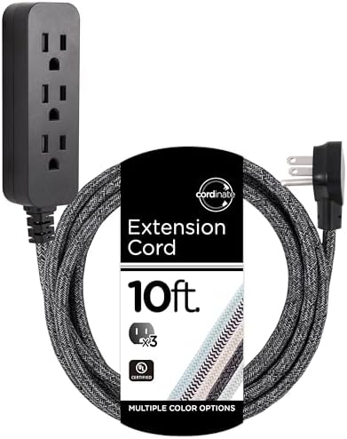 Cordinate 3 Outlet Power Strip 10 Ft Braided Extension Cord