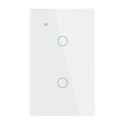 Smart Light Switch, Wi-Fi Enabled, White Glass Panel, Compatible with Apple HomeKit, Google Assistant, Alexa, No Neutral Wire Required, Touch Control (Wall Switch 2 Gang)