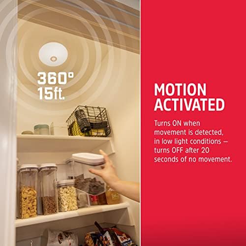 Energizer Motion Sensor Ceiling Light, Battery Operated, 300 Lumens