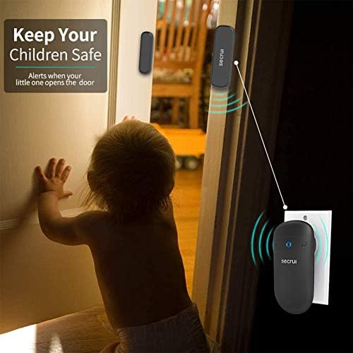 Door Chime When Door Opens, Door Opened Alarm 2-Sensor 1-Receiver, Black