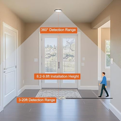 7in Motion Sensor Ceiling Light Indoor, 15W 1500LM, Black