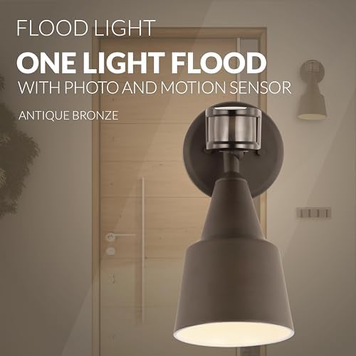 Generation Lighting 1-Light Traditional Outdoor Wall Flood Light Antique Bronze 8560701PM-71, Outdoor Lights Make Ideal Wall Lamps for Outdoor Decor, Wall Light Fixture Uses Standard or LED Light Bulb