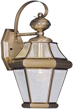 Livex Lighting 2161-01 1-Light Outdoor Wall Lantern, Antique Brass