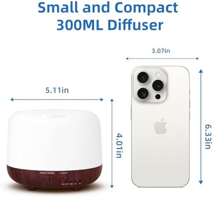 SPLITSKY 300ml Essential Oil Diffuser for Bedroom with 7-Color LED Light