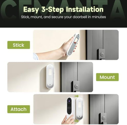 2.5K Video Doorbell Camera Wireless with Chime,Free Cloud Storage
