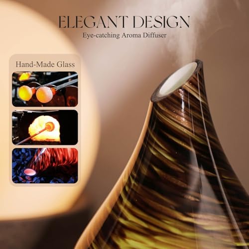 Porseme Essential Oil Diffuser 150ml Handmade Glass Diffuser 6H Runtime