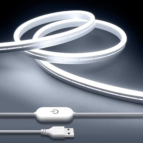 iNextStation 6.56FT 5V USB LED Strip Lights White Flexible Neon Rope Lights