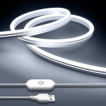 iNextStation 6.56FT 5V USB LED Strip Lights White Flexible Neon Rope Lights