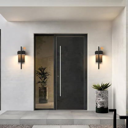 Dusk to Dawn 18IN Large Outdoor Wall Lights Integrated LED Outdoor Wall Sconces Lighting, Exterior Lighting Fixtures Outside Wall Mount Lights for House Porch Front Door Garage, Matte Black 2 Pack
