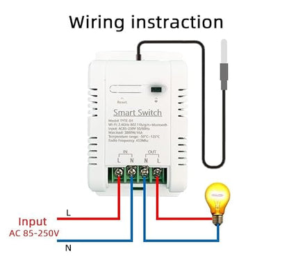 Tuya WiFi 16A Temp Controller Energy Monitor 85-250V Smart Switch