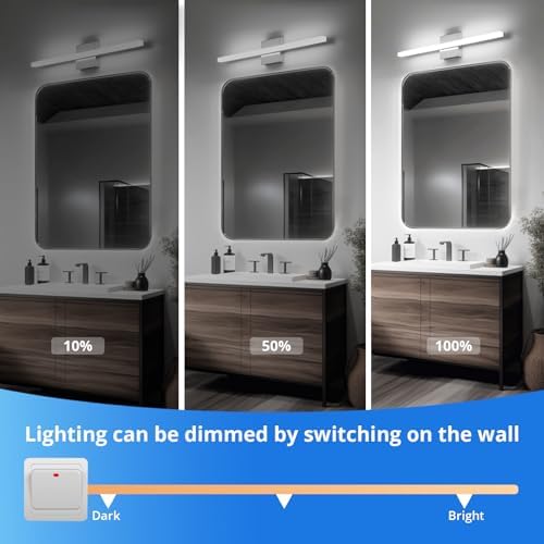 Combuh Modern Bathroom Vanity Light Fixtures, Chrome Wall Lamp Above Mirror