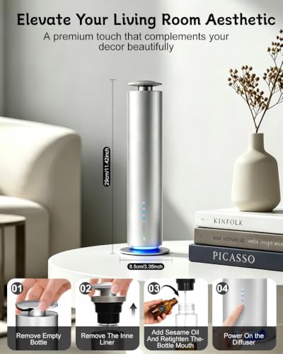 JEKAL Waterless Essential Oil Diffuser, Smart Cordless Scent Machine