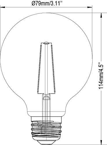 Bioluz LED 92 CRI G25 Globe Light Bulbs Clear Glass Filament 60W Replacement 5.5W Dimmable 2700K LED Bulb, Low Wattage Regular Light Bulbs LED, Bathroom Vanity Decor, 60W Edison Bulbs UL Listed-6-Pack