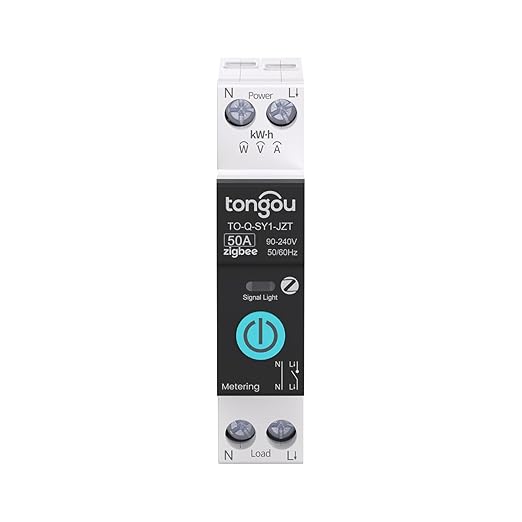 TONGOU ZigBee DIY Smart Switch 50A| DIN Rail Switch| 1P+N 90-240VAC| Real-time Power Monitoring| Remote Control and Set Timer for Home Automation| Support Tuya/Smart Life| Voice Control| FCC Certified
