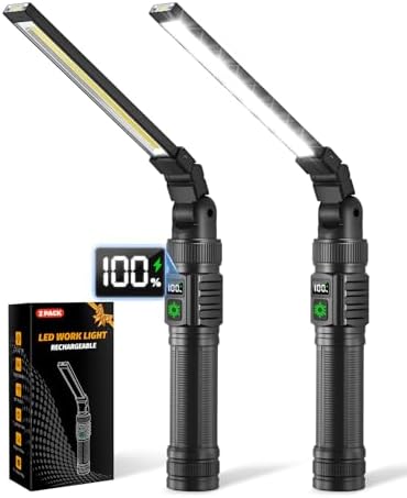 2Pack Magnetic Rechargeable LED Work Light/Flashlight for Mechanics