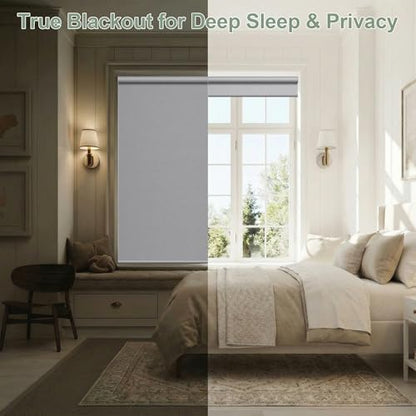 ZSHINE Motorized Blackout Roller Shades Remote Control Rechargeable(82141G)