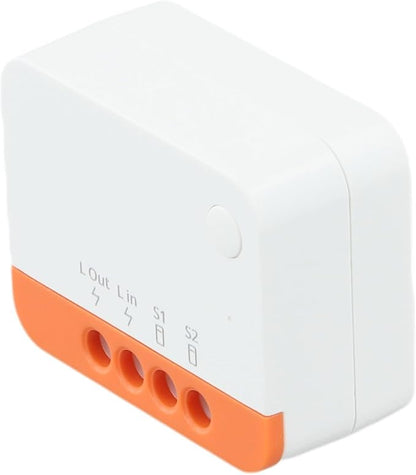 For ZIGBEE Smart Light Switch Module ZBMINI L2 No Neutral Wire Required 2-Way Control 100-240V 6A For Rocker/Push Buttons For DIY Home Automation, White