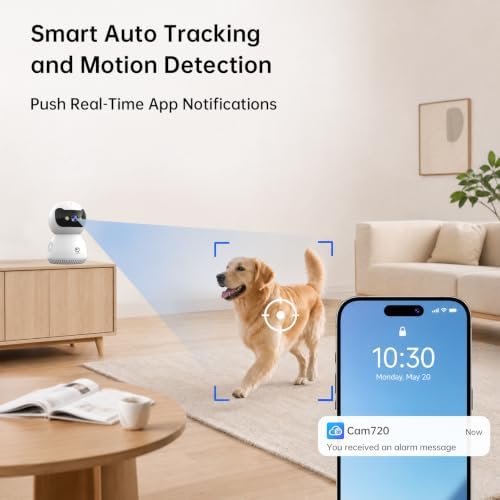 JOOAN 2K Indoor Security Camera, 5G/2.4G WiFi Pet Camera, Color Night Vision, PTZ Auto Tracking, Motion & Sound Detection, 2-Way Audio, for Baby/Elderly, Multi-User Shared, Local & Cloud Storage