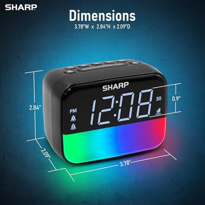 Sharp RGB Alarm Clock with Bluetooth Speaker, Sleep Sounds, Night Light