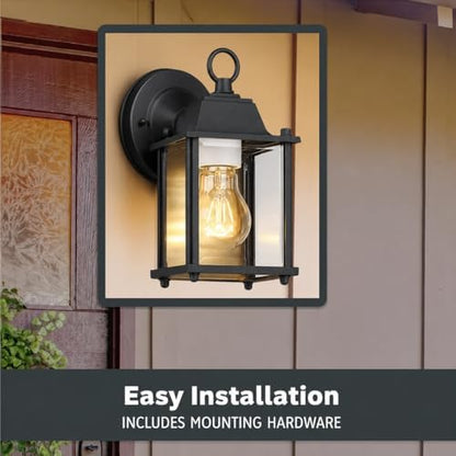 Designers Fountain Ivy Trail Outdoor Light Fixture Pack of 2, 8.25 Inch Exterior Wall Lantern Sconce Set for Front Door, Patio and Porch, Black, D334M-5EW-BK2