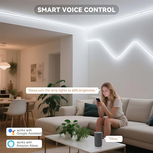 PAUTIX COB LED Strip Nautral White,4000K Dimmable LED Tape Light,CRI93+ Super Bright High Lumen,Compatible with Alexa/Google Assistant,Flexible Strip Ligths for Bedroom,Kitchen,Office,Under Cabinet