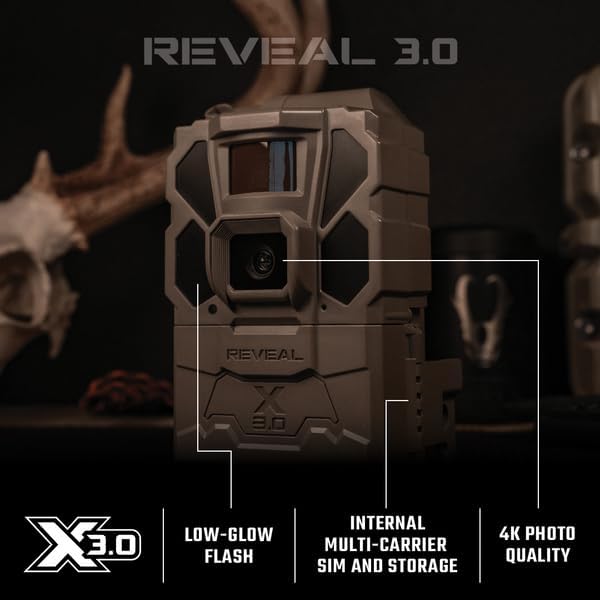 TACTACAM Reveal X Gen 3.0 Cellular Trail Camera: Auto Connect 4G LTE, 4K Photo, 1080p Video, Low-Glow IR Flash, No SD Card Needed, Long Battery Life – Best Hunting, Game & Property Monitoring Camera