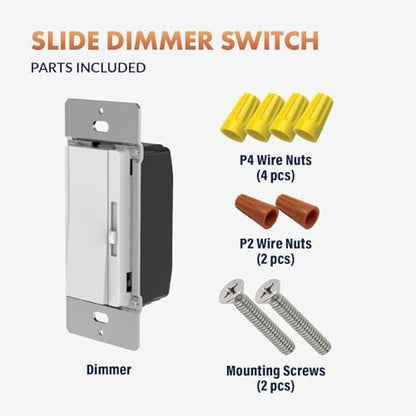 Newhouse Electric White 3-Way/Single Pole 0-10V Dimmer Switch for LED Drivers or Fluorescent Ballasts TDS-010V, Modern Wall Light Dimmer Switch for Contemporary Interior Design