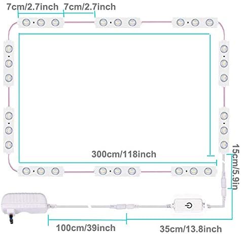 Led Vanity Mirror Lights, Hollywood Style Vanity Make Up Light, 10ft Ultra Bright White LED, Dimmable Touch Control Lights Strip, for Makeup Vanity Table & Bathroom Mirror, Mirror Not Included